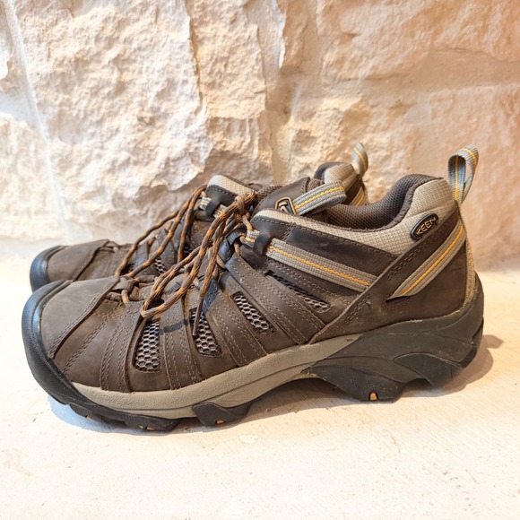 Keen Voyageur Mens Hiking Shoes Brown Leather Mesh Trail Sneakers Size 13 US